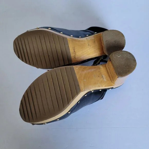 Tory Burch Brayden Perforated Leather Logo Slingback Wood Clogs. Size 7.5M - Picture 8 of 11